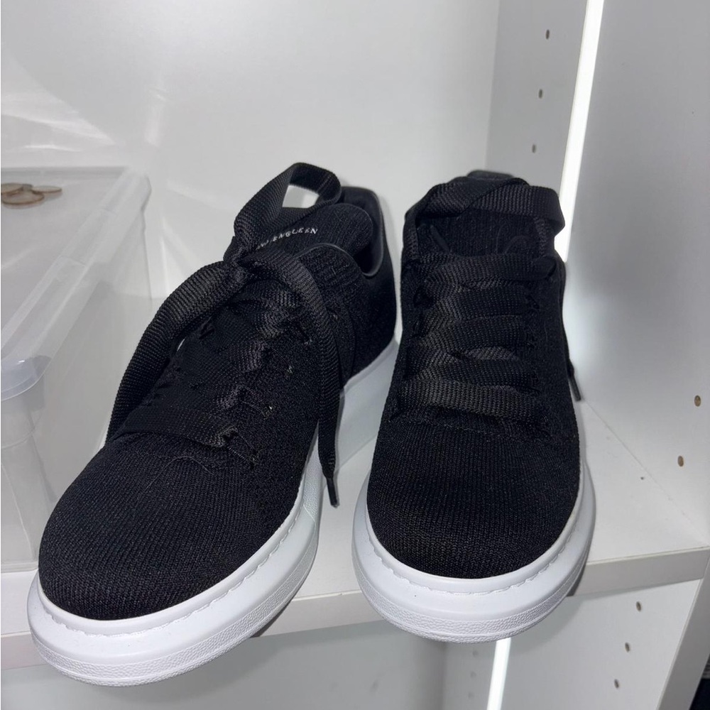 Alexander McQueen Black Knit Sneakers with White Sole